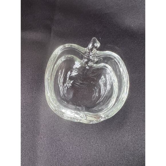 Vintage Clear Glass Apple Shaped Trinket Dishes- Set Of Two - Picture 4 of 6
